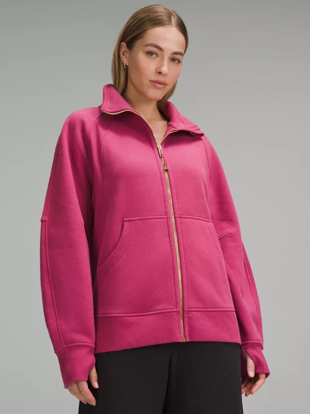 Lululemon Scuba Funnel Neck Full Zip Long Washed Mauve Gold XL XXL